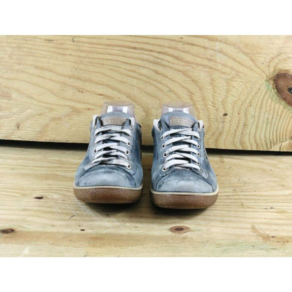 Ecco Sneakers Womens 39 Chase II Sz 8.5 Blue Distressed Leather Shoes Athletic - Picture 2 of 8